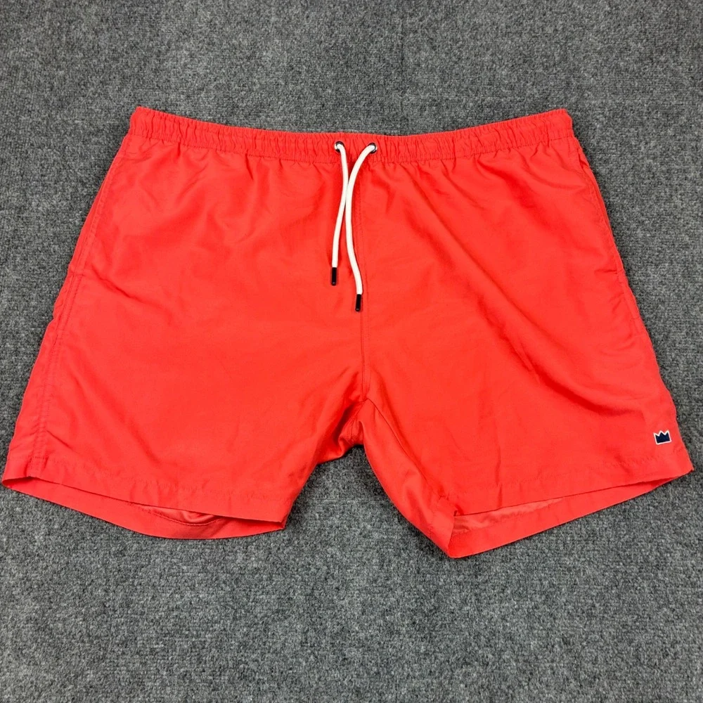 Crown & Ivy Mens Size 2XL XXL Swim Trunks Coral Red Mesh Lined Board Shorts